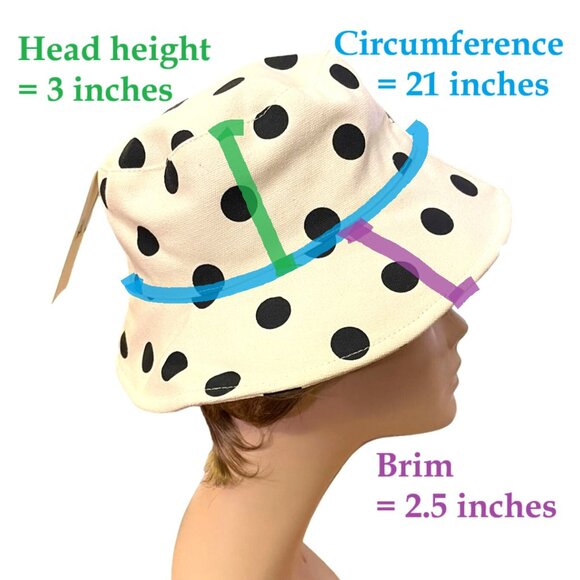 Bon Voyage Kid Size Polka Dot Bucket Hat Cotton Canvas Sunhat Beach Summer Pool - Picture 5 of 9